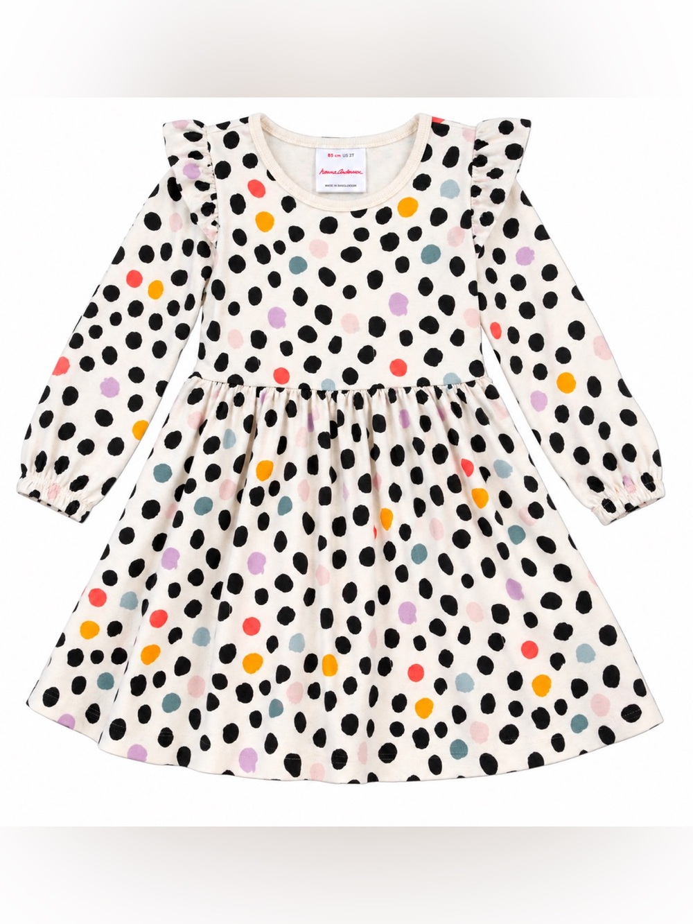 Hanna Anderson Cream Polka Dot Long-Sleeve Dress